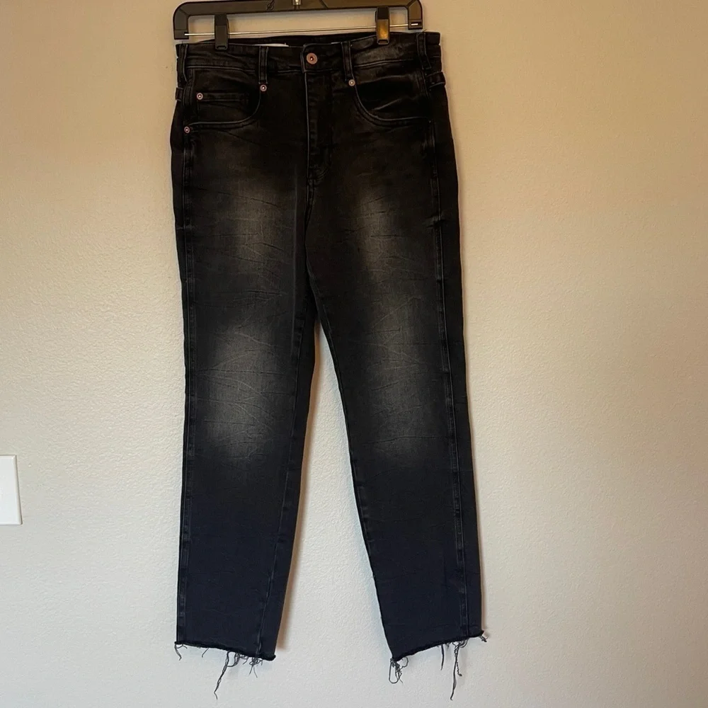 Anthropologie Pilcro Jeans High Rise Boyfriend Buckle Cinch Black Gray